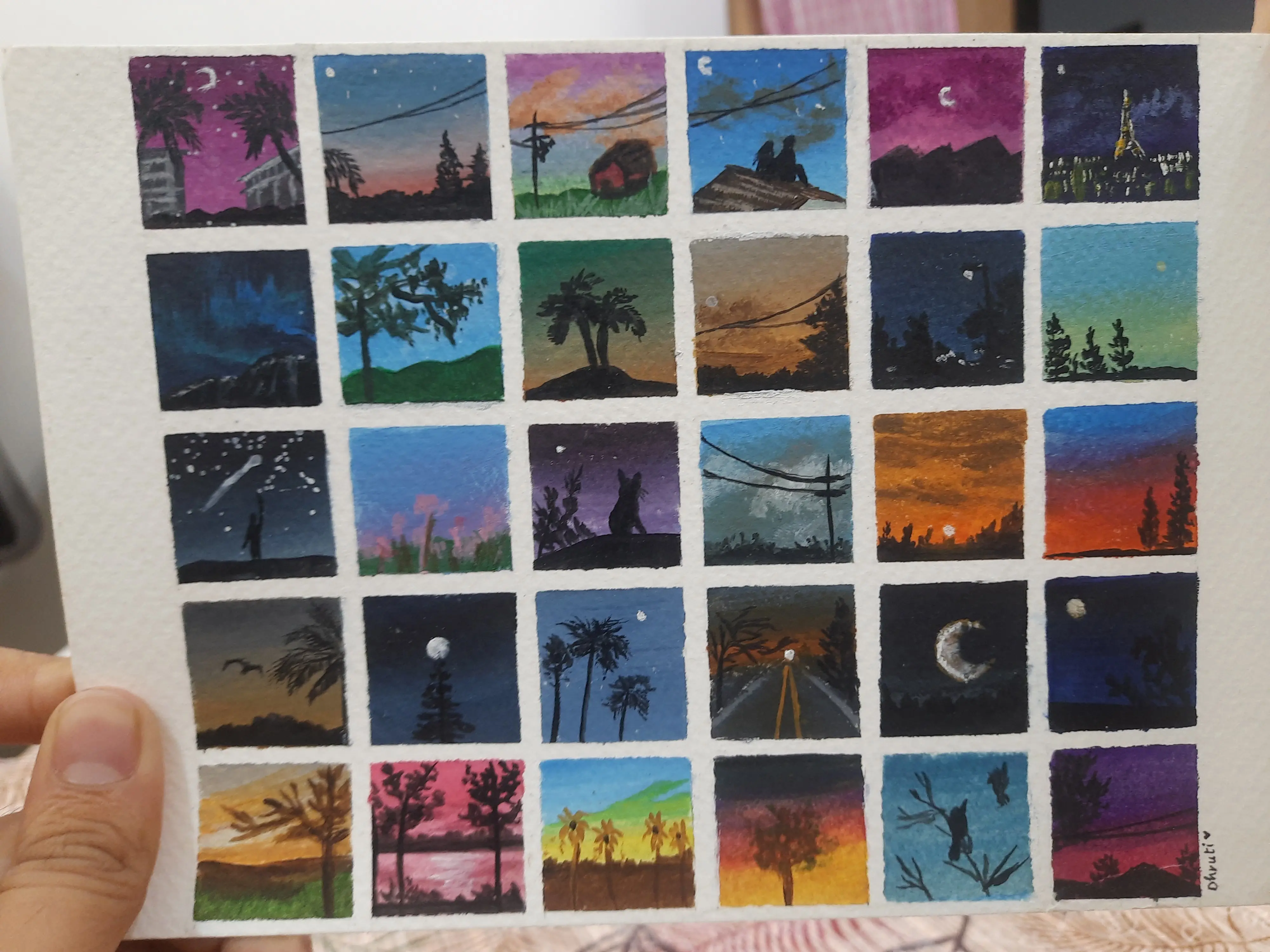 1 inch paintings by @artsy.dhruti